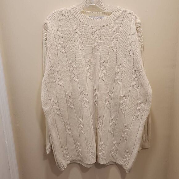 Karen Scott Men's Ivory Cable Knit Crew Neck Pullover Sweater Size Medium - Picture 10 of 11